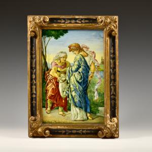 Placa Giuditta basada en un diseño de Mantegna - Fabricación Cantagalli, finales del siglo XIX
